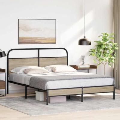 Bedframe zonder matras bewerkt hout gerookt eiken 160x200 cm
