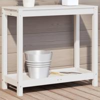 VidaXL Oppottafel met schap 82,5x35x75 cm massief grenenhout wit - thumbnail