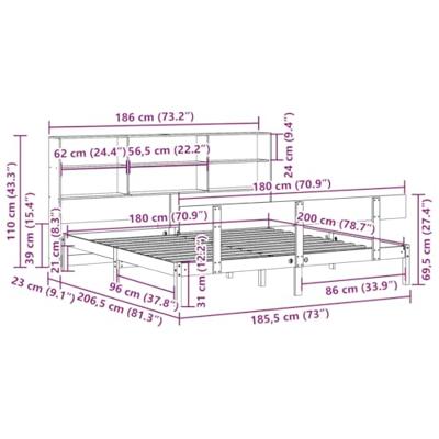 Bed met boekenkast zonder matras massief grenenhout 180x200 cm