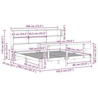 Bed met boekenkast zonder matras massief grenenhout 180x200 cm - thumbnail
