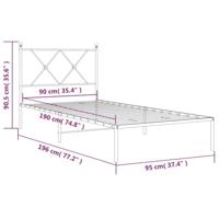 Bedframe met hoofdbord metaal zwart 90x190 cm - thumbnail