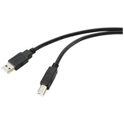 Renkforce RF-5770782 USB-kabel USB 2.0 USB-A stekker, USB-B stekker 10.00 m Zwart Afscherming gevlochten