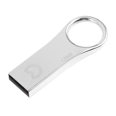eekoo 128GB USB 2 0 waterdichte Schokbestendige metalen ring vorm U schijf flash geheugenkaart (zilver)