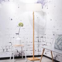 Good&Mojo Vloerlamp 'Fuji' Bamboe en Eco linnen, kleur Wit - thumbnail