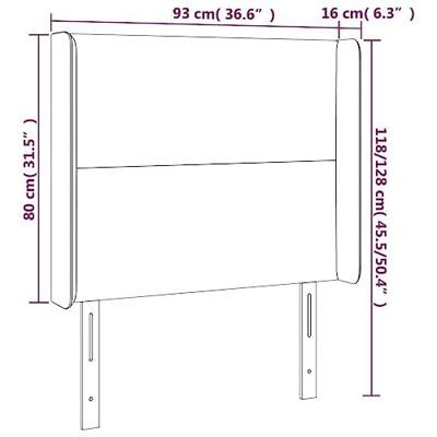 Hoofdbord met randen 93x16x118/128 cm kunstleer crèmekleurig - thumbnail