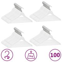 VidaXL 100-delige kledinghangerset anti-slip hardhout wit - thumbnail