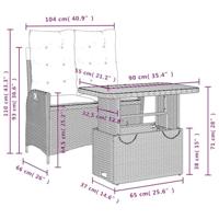 2-delige Tuinset met kussens poly rattan zwart - thumbnail