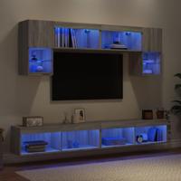 6-delige Tv-wandmeubelset met LED grijs sonoma eikenkleurig - thumbnail