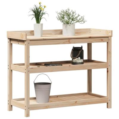 VidaXL Oppottafel met schappen 108x45x86,5 cm massief grenenhout