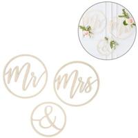 Ginger Ray hangdecoratie mr & mrs houten cirkels 35 cm set van 3 | 10 stuks - thumbnail