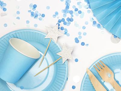 Cupcake toppers Zilveren Sterren Glitter (6st)