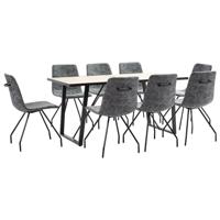 vidaXL 9-delige Eethoek kunstleer zwart - thumbnail