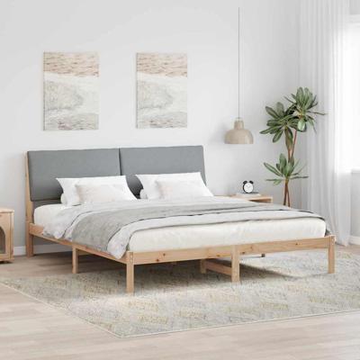 Bedframe Bruin en lichtgrijs 180 x 200 cm Massief grenenhout
