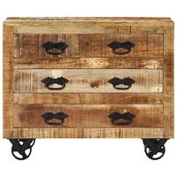 Dressoir met 3 lades 80x30x65 cm massief ruw mangohout - thumbnail