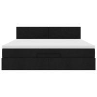 Ottoman bed met matras en LED's 100x200 cm stof zwart - thumbnail