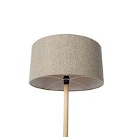 QAZQA Landelijke vloerlamp hout met boucle kap taupe - Mels - thumbnail