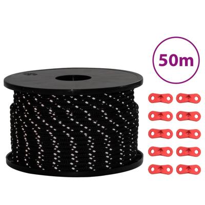 VidaXL Tentscheerlijn met reflecterende strips en spanners 50 m 5 mm VidaXL Tentscheerlijn met reflecterende strips en spanners 50 m 5 mm