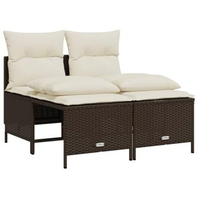 4-delige Loungeset met kussens poly rattan bruin 4-delige Loungeset met kussens poly rattan bruin