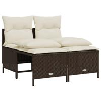 4-delige Loungeset met kussens poly rattan bruin - thumbnail