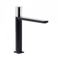 Wastafelmengkraan Tres Loft Colors 1-Knop Uitloop Recht 19.6 cm Rond Zwart Chroom Tres - thumbnail