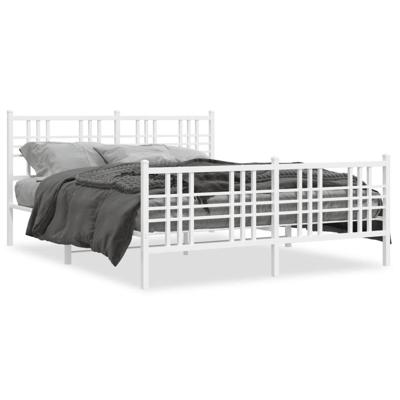 Bedframe met hoofd- en voeteneinde metaal wit 150x200 cm