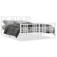Bedframe met hoofd- en voeteneinde metaal wit 150x200 cm - thumbnail
