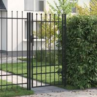 VidaXL Poort met puntige bovenkant enkel 1x1,75 m staal zwart - thumbnail