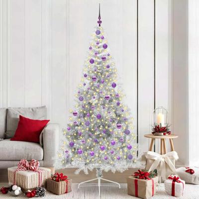 VidaXL Kunstmatig voorverlicht kerstboom met 300 led zilver 210 cm pet