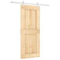 Schuifdeur met beslag 85x210 cm massief grenenhout - thumbnail