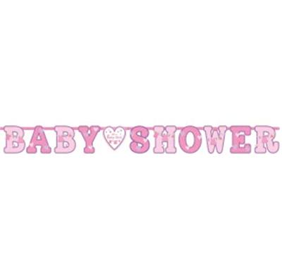 Letterslinger Baby Shower/Its a Girl roze set van 2 | 24 stuks