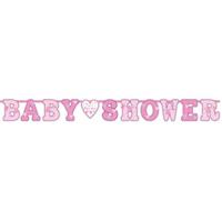 Letterslinger Baby Shower/Its a Girl roze set van 2 | 24 stuks - thumbnail