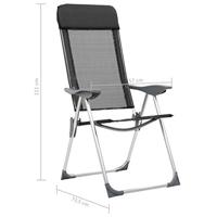 Campingstoelen inklapbaar aluminium zwart 4 st - thumbnail