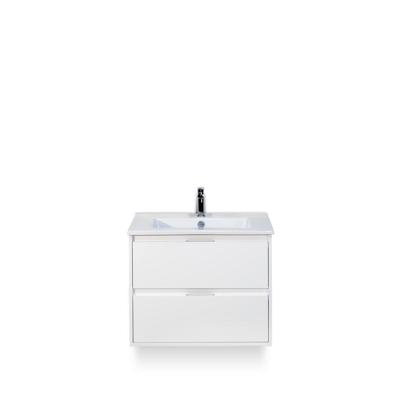 Porto Badmeubelset 70 cm - Wit Hoogglans - Keramische Wastafel Wit Slim