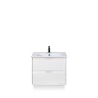 Porto Badmeubelset 70 cm - Wit Hoogglans - Keramische Wastafel Wit Slim - thumbnail