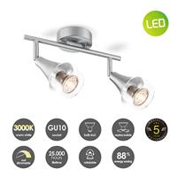 Light depot - LED opbouwspot Vaya 2L - 26 cm - mat staal - Outlet - thumbnail