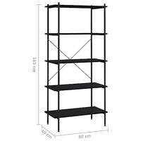 VidaXL Opbergrek 5-laags 80x40x163 cm zwart - thumbnail