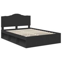 Bedframe met hoofdeinde Zwart 160 x 200 cm Massief grenenhout - thumbnail