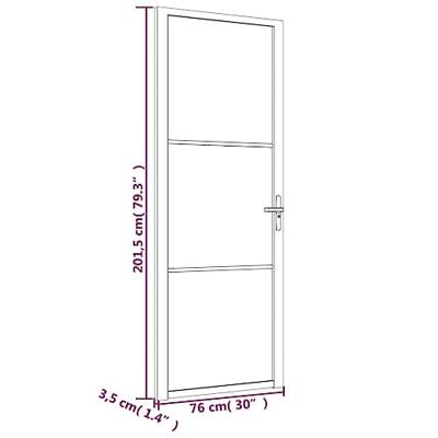 Binnendeur 76x201,5 cm ESG-glas en aluminium wit