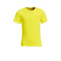 WE Fashion ribgebreid T-shirt met borduursels geel - thumbnail