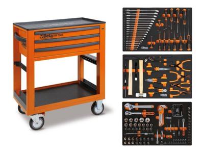 Beta BW 5000S O/3M Servicewagen met 3 laden,gevuld met gereedschap | 189 Delig - 050006341