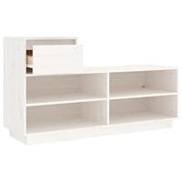 VidaXL Schoenenkast 110x34x61 cm massief grenenhout wit - thumbnail