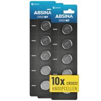 ABSINA Knoopcellen CR2032 3V 5 stuks - Batterijen CR2032 lekvrij en met lange houdbaarheid - CR 2032, CR 2032 lithium batterijen, CR 2032 3V knoopcellen - knoopcel voor autosluitingen enz - thumbnail