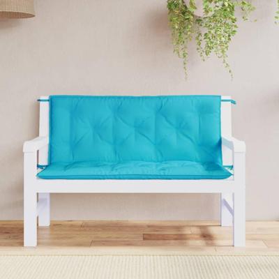 VidaXL Tuinbankkussens 2 st 120x50x7 cm stof turquoise VidaXL Tuinbankkussens 2 st 120x50x7 cm stof turquoise