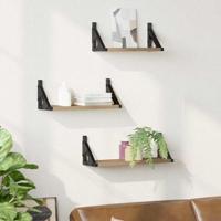 Wandplankenset 3 pcs artisanaal eikenkleurig 37 x 12 x 13 cm - thumbnail