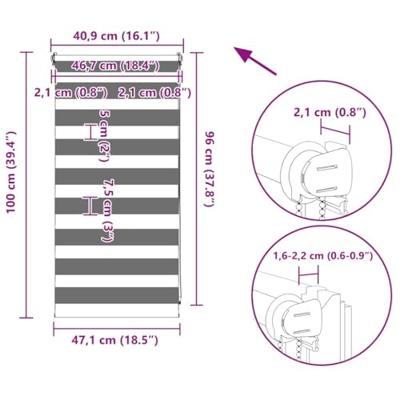 VidaXL Zebra rolgordijn 40,9x100 cm stofbreedte 36,7 cm koffiebruin