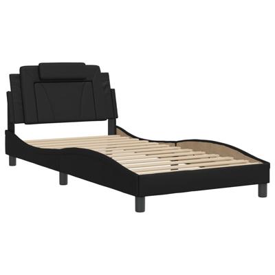 Bedframe met hoofdbord kunstleer zwart 120x200 cm