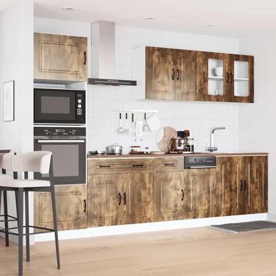 7-delige Keukenkastenset Kalmar bewerkt hout gerookt eiken