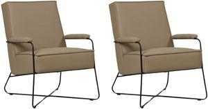 Set van 2 Taupe leren moderne design fauteuils Hope - Toledo Leer Mocca (taupe leer) Set van 2 Taupe leren moderne design fauteuils Hope - Toledo Leer Mocca (taupe leer)