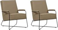 Set van 2 Taupe leren moderne design fauteuils Hope - Toledo Leer Mocca (taupe leer) - thumbnail