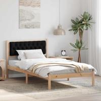 Bedframe met hoofdeinde Zwart 100 x 200 cm Massief grenenhout - thumbnail
